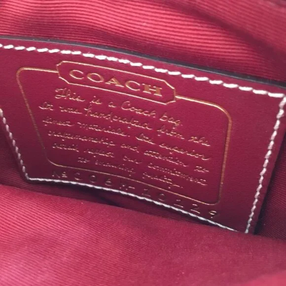 Coach Signature Shoulder Crossbody Bag Cranberry Stripe, Trim, Strap 2 Hangtags - Picture 7 of 8